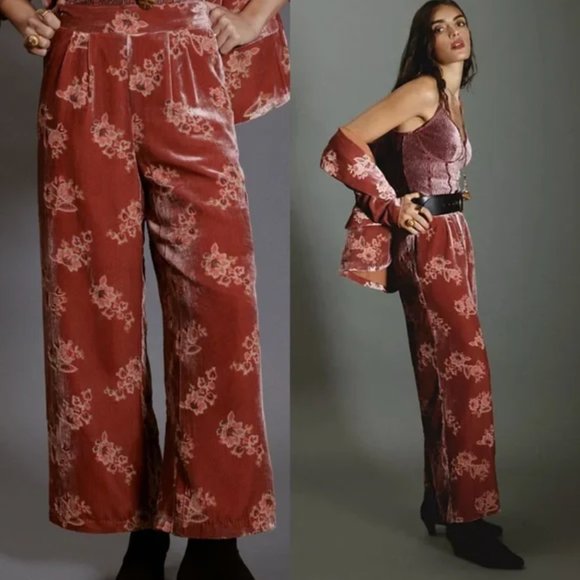 Anthropologie Pants - Anthropologie Hutch Floral Burnout Velvet Pants